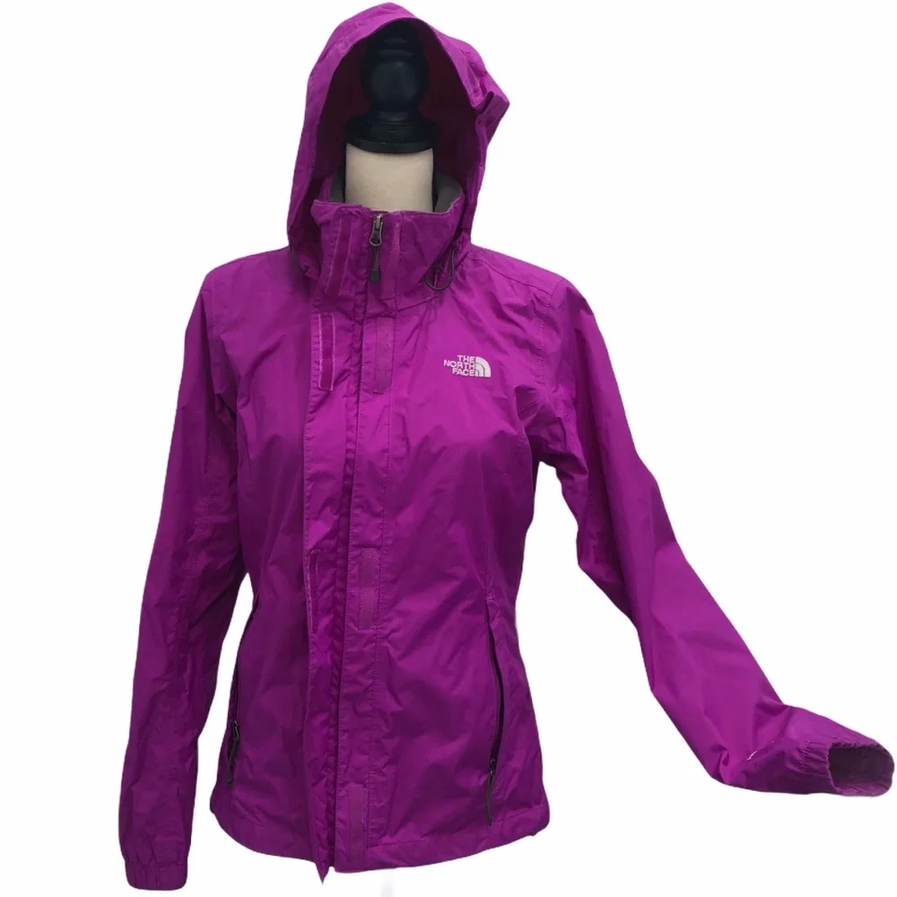 THE NORTH FACE BRIGHT PINK HYVENT RAIN JACKET WITH HOOD